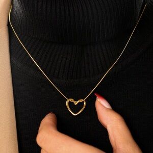 Gold Heart Pendant Necklace - Women Jewelry